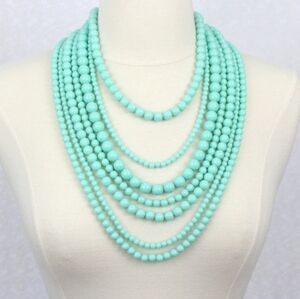 7 strands needed turquoise color costume necklace
